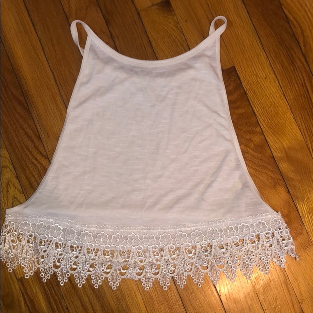 Cropped white tank top